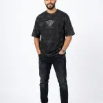 Black Oversized Fashion T-Shirt with Chest Print