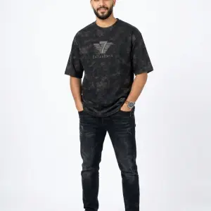 Black Oversized Fashion T-Shirt with Chest Print