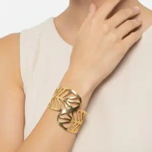 Gold Leaf Design Cuff Bracelet BR-103