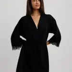 Lace Trim Cotton Robe