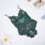 Green Floral Lace Mesh Bodysuit