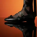 Thekla Black Leather Ballet Flats