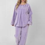 Women’s Velvet Pajama Set – Soft Embroidered Winter Sleepwear | Cozy Warm Homewear