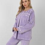 Women’s Velvet Pajama Set – Soft Embroidered Winter Sleepwear | Cozy Warm Homewear