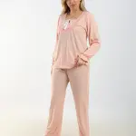 Elegant Cotton Pajama Set – Embroidered Details for Restful Nights