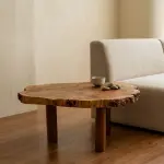 Solid Wood Slab Coffee Table – Live Edge Boho Rustic Design