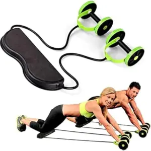 M D Stay Fit MD Abdominal Wheel Body Building Revoflex Extreme Double Wheels Pull Rope Abdominal Exercise Wheel for Abdominal Workout Gym