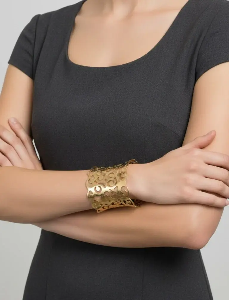 Wide Gold Cuff Bracelet BR-101
