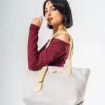 Tote Bag with Contrast Handle - BLACK