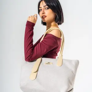 Tote Bag with Contrast Handle - BLACK
