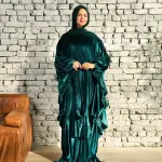 GREEN VELVET RUFFLES ISDAL