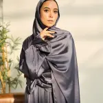 MYSTIC GREY SATIN DRESS ISDAL