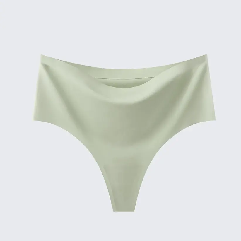 Women's Seamless Ice Silk Thong Underwear Leopard Print & Solid Color Panties