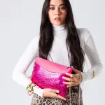 Metallic Texture Clutch-pink