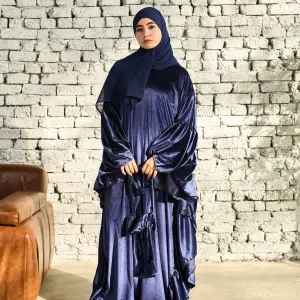 NAVY VELVET RUFFLES ISDAL