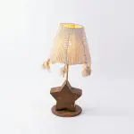 Handmade Boho Wooden Star Table Lamp with Macrame Shade