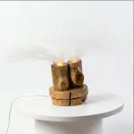 Handmade Rustic Wood Fiber Optic Lamp – Boho Ambient Table Light