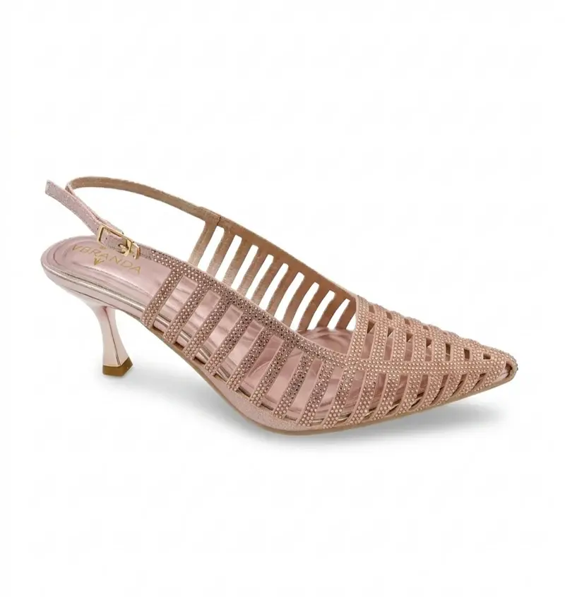 Crystal Embellished Mesh Heels C-89