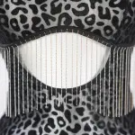 Leopard Print Fringe Daring Cutout Bodysuit