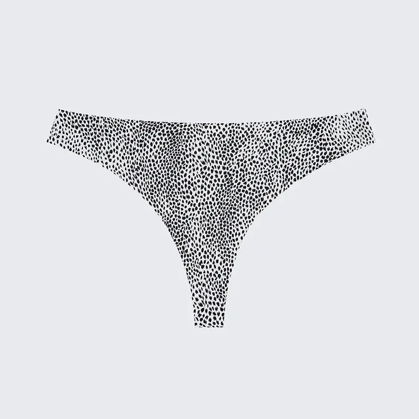 Seamless Ice Silk Low Rise Leopard Cotton Crotch Thong Panty