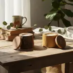Natural Wooden Candle with Lid – Handmade Rustic Wooden Candle Holder