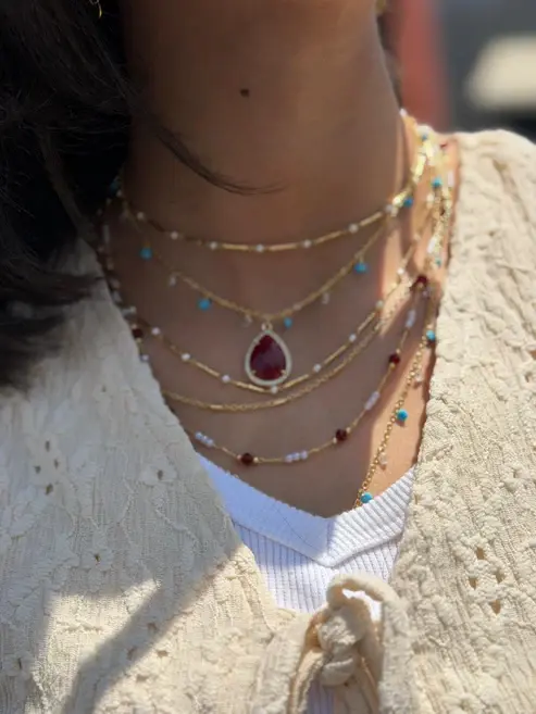 Sultana Teardrop Layered Necklace