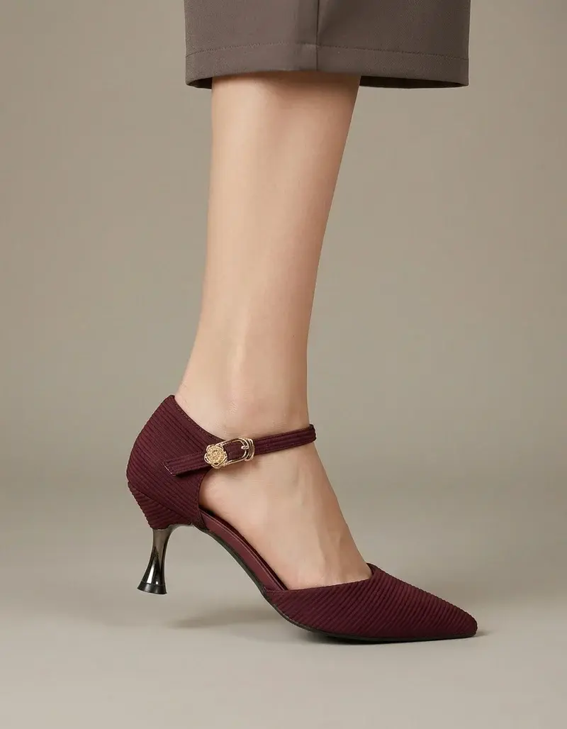 Elegant Rose Buckle Heels C-88