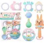 كيس شخاليل وعضاضات سيلكون ٧ قطع ، ٤ العاب و٣ دايرة هوك للتعليق في السترولر والعربية والباونسر