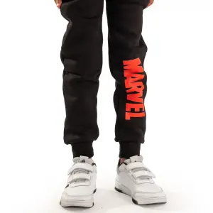 Black melton pant with Marvel print