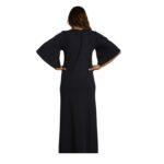Navy Blue Embroidered Maxi Dress