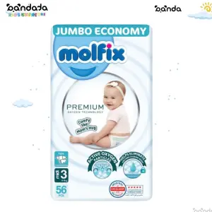 مولفيكس جامبو حفاظ tape عناية مميزة بريميم بتكنولوجيا الاكسجين مقاس 3 , 4-9 كيلوجرام ، 56 حفاظة