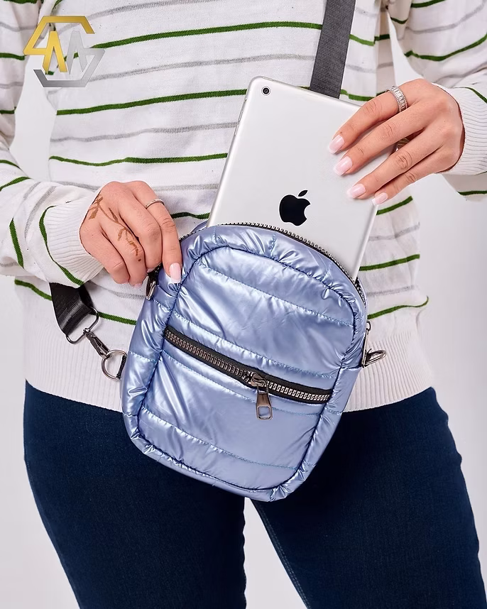 Metallic Puffy Bag Baby Blue