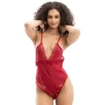 Scarlet Satin One peace Lace Trim Detail Bodysuit