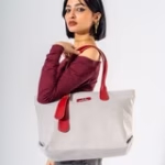 Tote Bag with Contrast Handle - MARRON