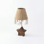 Handmade Boho Wooden Star Table Lamp with Macrame Shade
