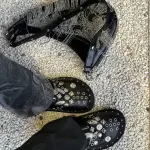 Vintage Half-Sandal Mules with Thick Sole, Rivets, and Flat Heel