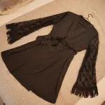 Luxurious Silk Lace Trimmed Kimono Robe