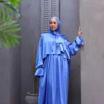 CORNFLOWER BLUE SATIN DRESS ISDAL