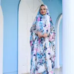 DREAMY SPLASHES PRINT SATIN MALHAFA ISDAL