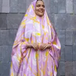 LILA SWIRL PRINT SATIN MALHAFA ISDAL