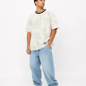 Beige Distressed Oversized Fashion T-Shirt
