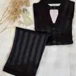 Black striped jacquard pjs
