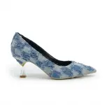 Elegant Checkered Pattern Heels with Luxe Touch C-101
