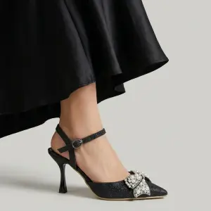 Pearl Bow Shimmer Heels C-95