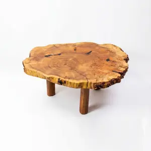 Solid Wood Slab Coffee Table – Live Edge Boho Rustic Design