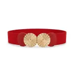 Elastic Waist Belt with Double Golden Medallion Buckle T-53