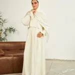 CREAMY WHITE SATIN DRESS ISDAL