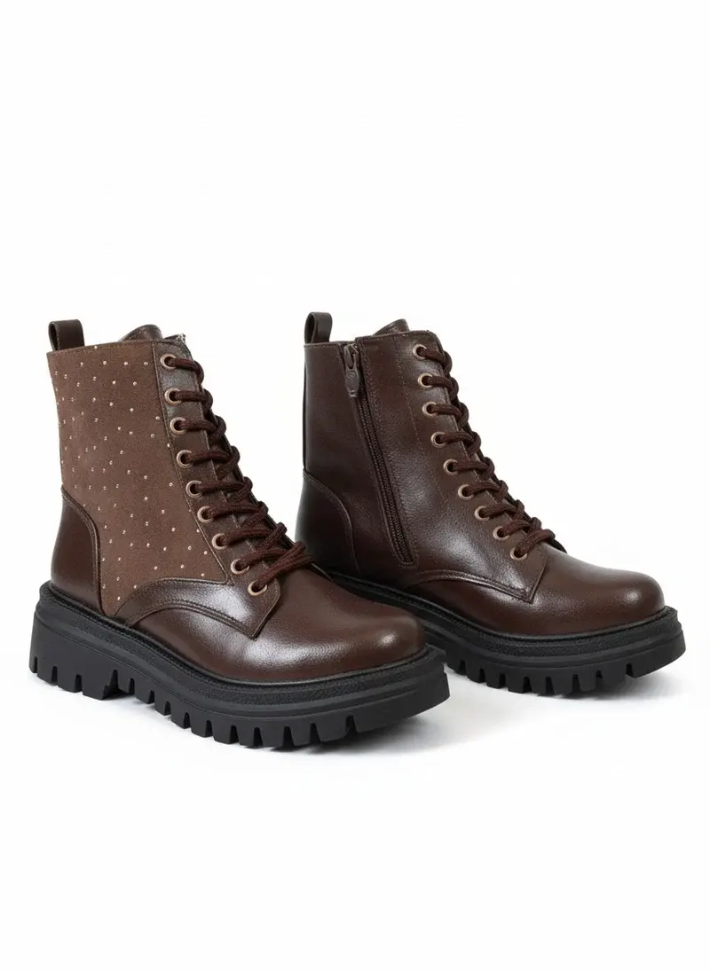 Boots leather with diamonds on the side – B-50