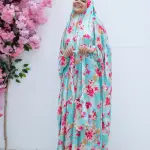 TURQUOISE BLOSSOMS PRINT SATIN MALHAFA ISDAL