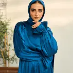 DEEP BLUE SATIN DRESS ISDAL